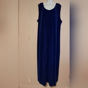 Vintage Vikki Vi Sleeveless Blue Slinky Maxi Dress Lagenlook Boho Festival